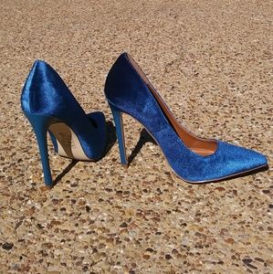 Tahoe Blue Velvet Pointed Toe Stiletto
